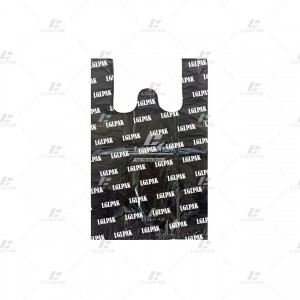HDPE Black T-shirt Bags Shopping Bags with Printing