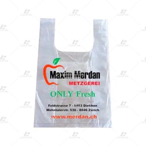 HDPE T-Shirt Supermarket Bag with Printing on Roll
