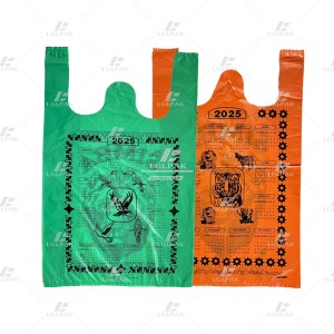 HDPE T-shirt bags plastic shopping Bags to Congo market with SIMBA printing