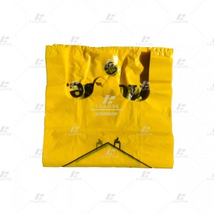 HDPE Yellow T-shirt Bags with House Printing